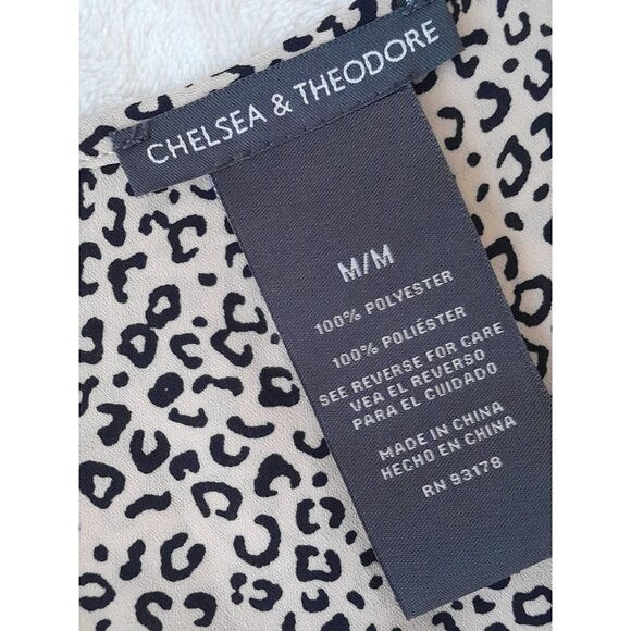 New Chelsea Theodore Leopard Print Casual Long Sleeve Blouse Pullover Medium - Picture 3 of 4